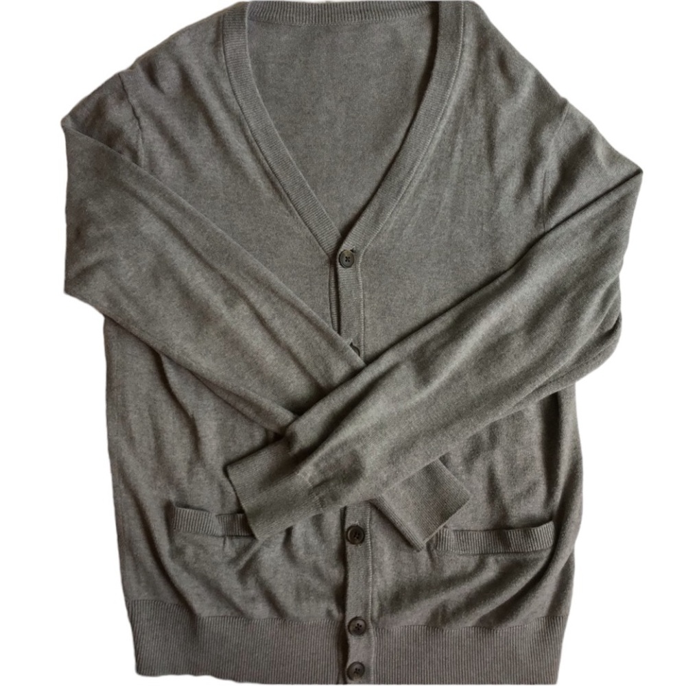 No tag cotton/ cashmere V neck cardigan vintage feel grandpa style